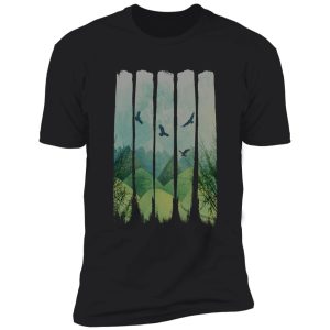 eagles, mountains, grunge landscape shirt