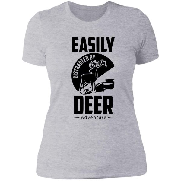 easily distracted by deer adventure lady t-shirt