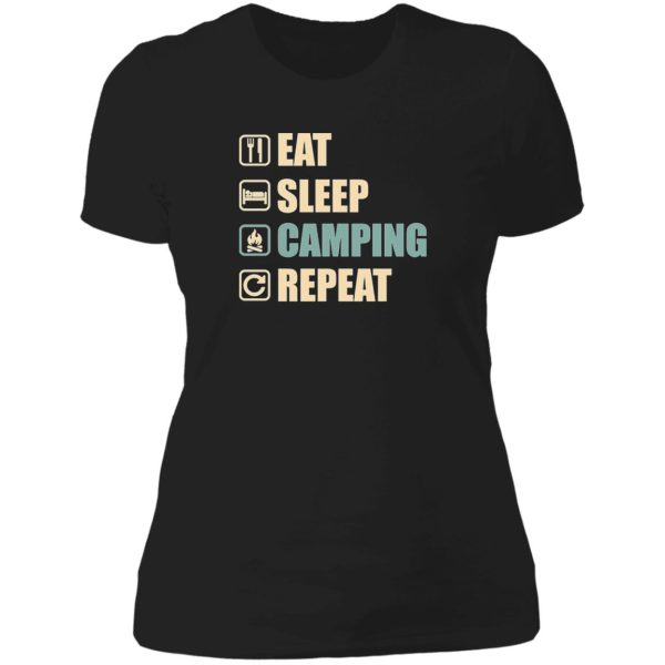 eat sleep camping repeat lady t-shirt