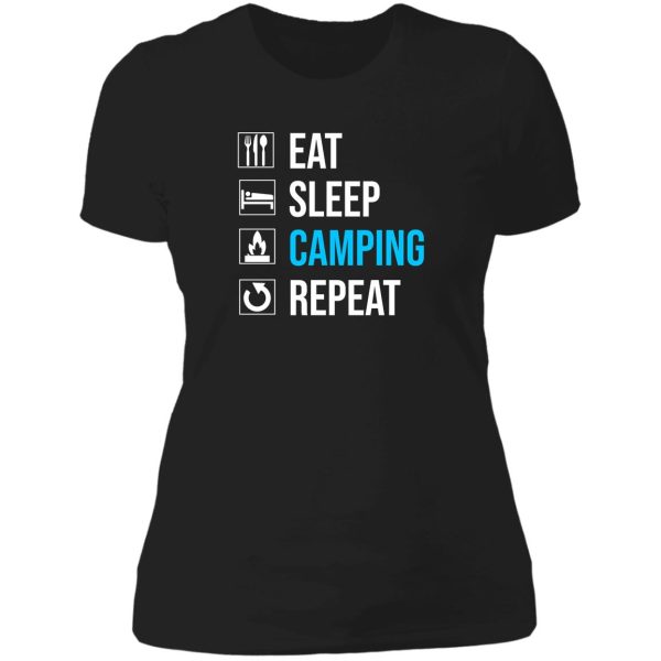 eat sleep camping repeat lady t-shirt