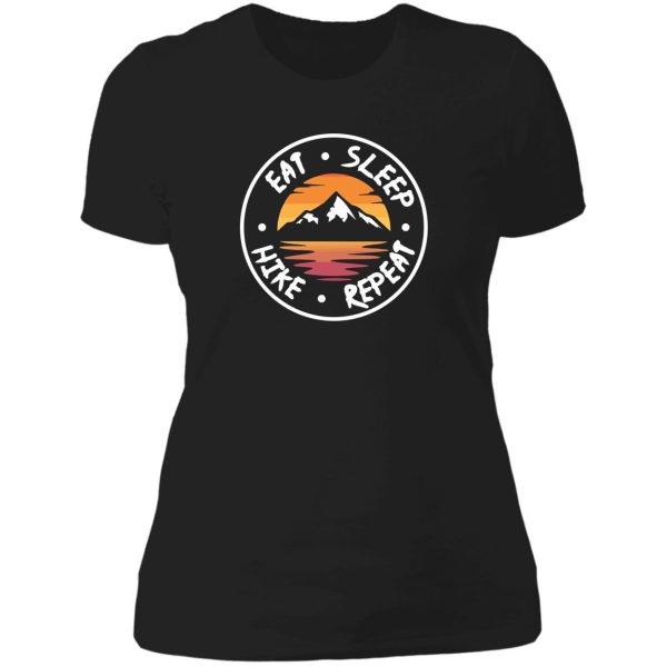 eat sleep hike repeat circle lady t-shirt