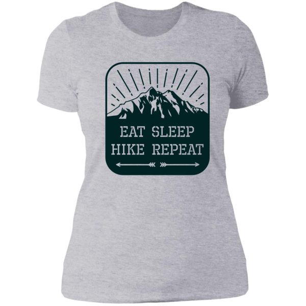 eat sleep hike repeat emblem lady t-shirt