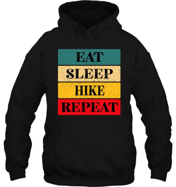 eat sleep hike repeat essential classic sports sticker and shirt design hoodie