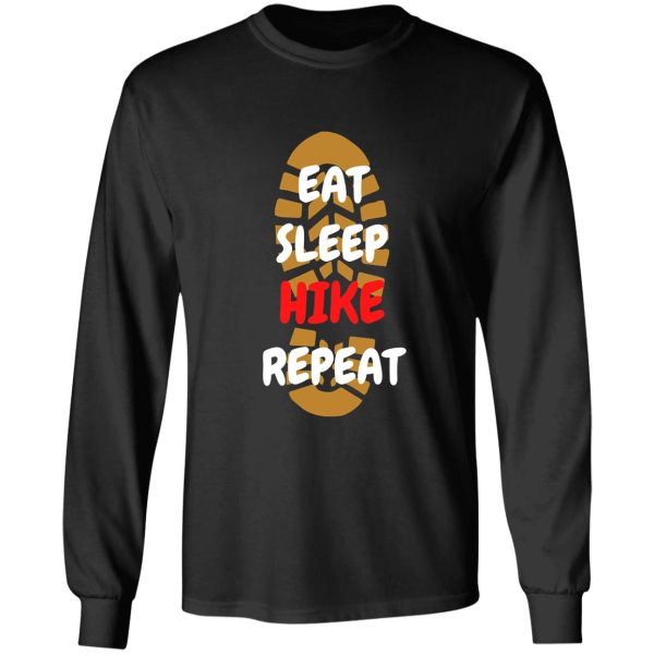 eat sleep hike repeat footprint in black long sleeve