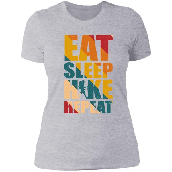 eat sleep hike repeat friend gif lady t-shirt