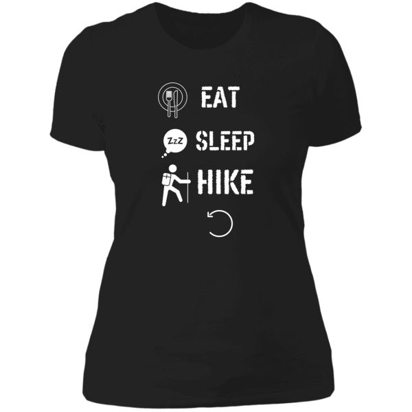 eat sleep hike repeat funny gift for friends and christmas and birthday lady t-shirt