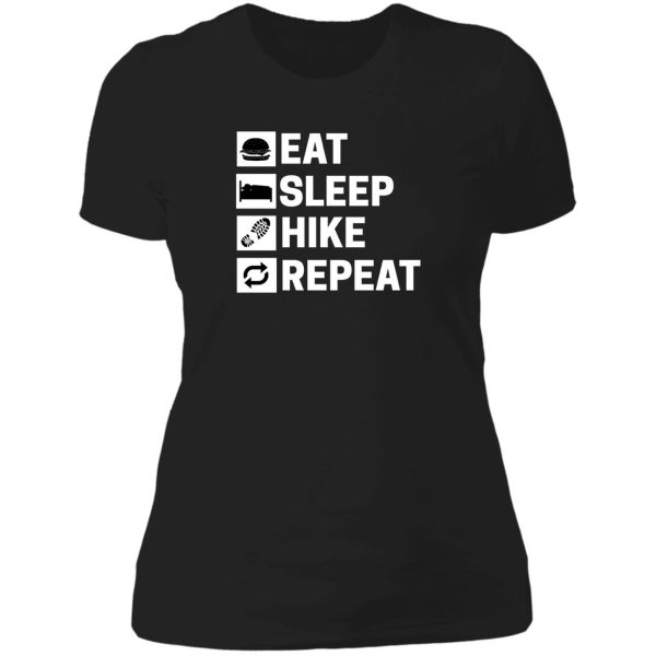 eat sleep hike repeat - hiker lady t-shirt