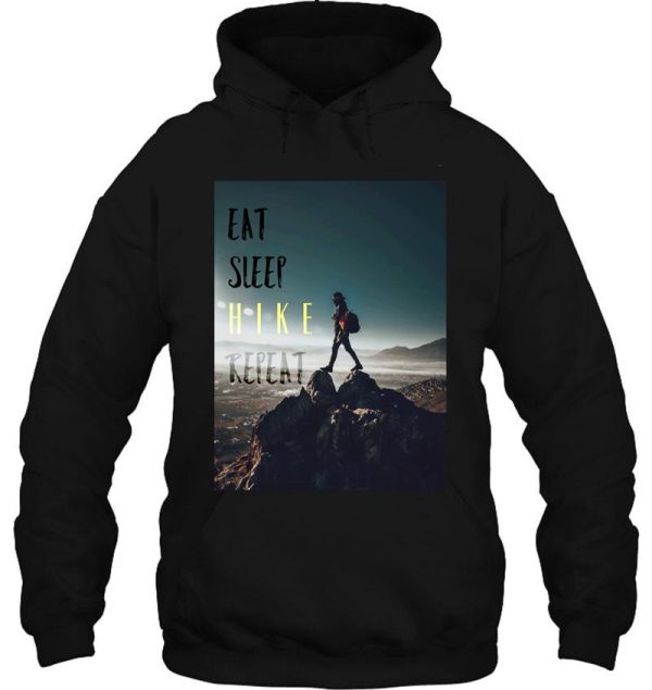 eat sleep hike repeat- hiking tracking camping adventure design hoodie