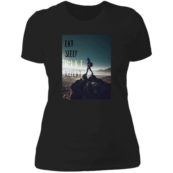 eat sleep hike repeat- hiking tracking camping adventure design lady t-shirt