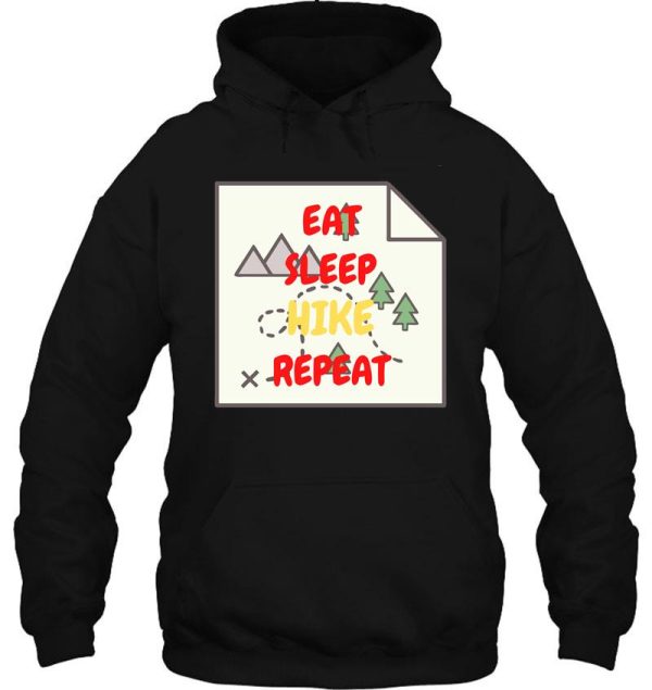 eat sleep hike repeat map in black hoodie