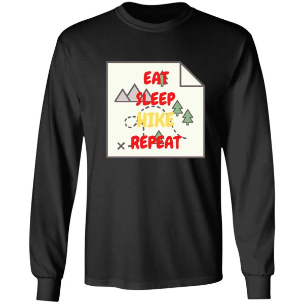 eat sleep hike repeat map in black long sleeve