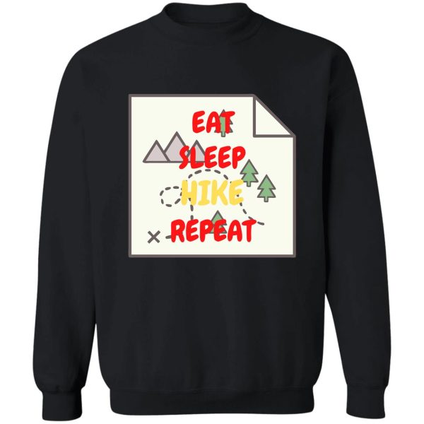 eat sleep hike repeat map in black sweatshirt