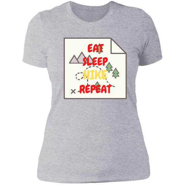 eat sleep hike repeat map lady t-shirt