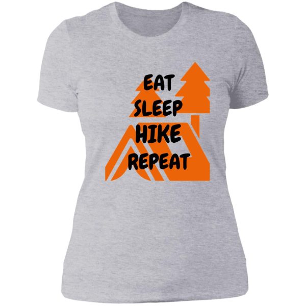 eat sleep hike repeat mountain hut lady t-shirt