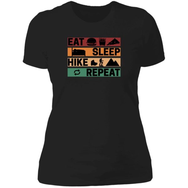 eat sleep hike repeat - retro hiker lady t-shirt