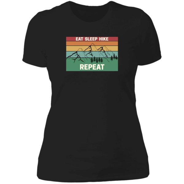 eat sleep hike repeat - retro hiker lady t-shirt