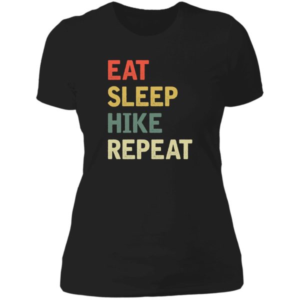 eat sleep hike repeat-retro lady t-shirt