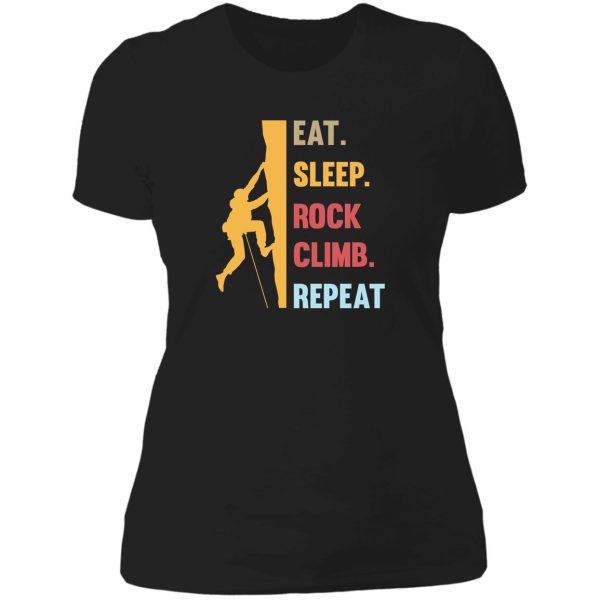 eat sleep rock climb repeat lady t-shirt