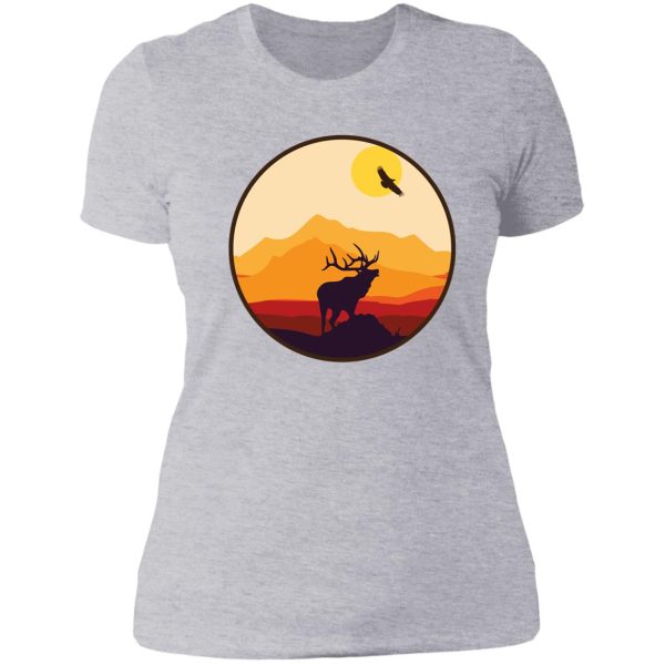 elk sunset lady t-shirt