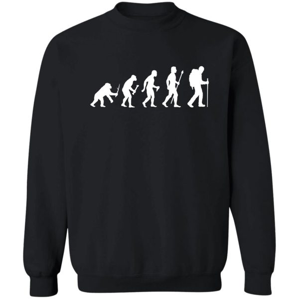 evolution of man and hiking sweatshirt