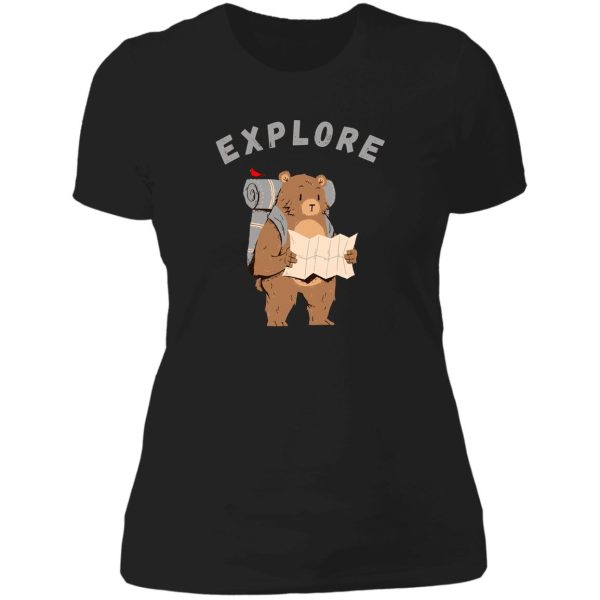 explore bear and bird lady t-shirt