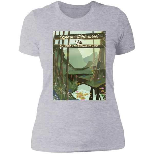 explore the wilderness! see usa national parks lady t-shirt