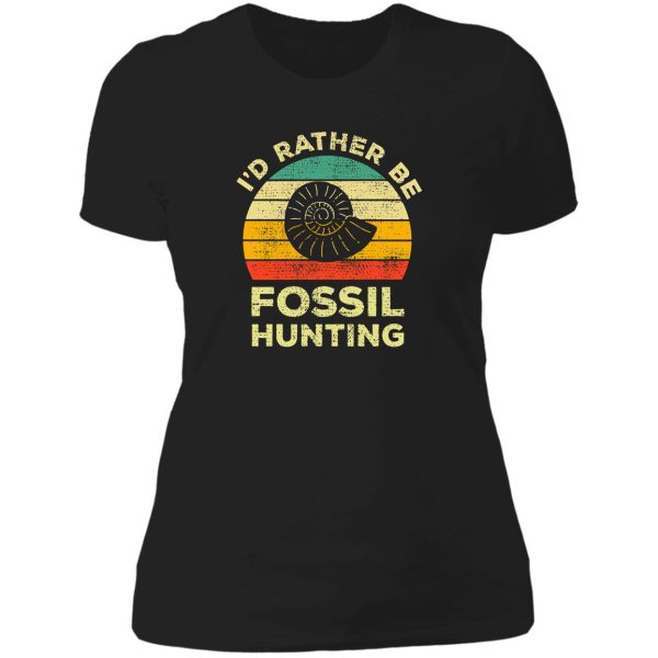 i’d rather be fossil hunting vintage gift for fossil hunters lady t-shirt