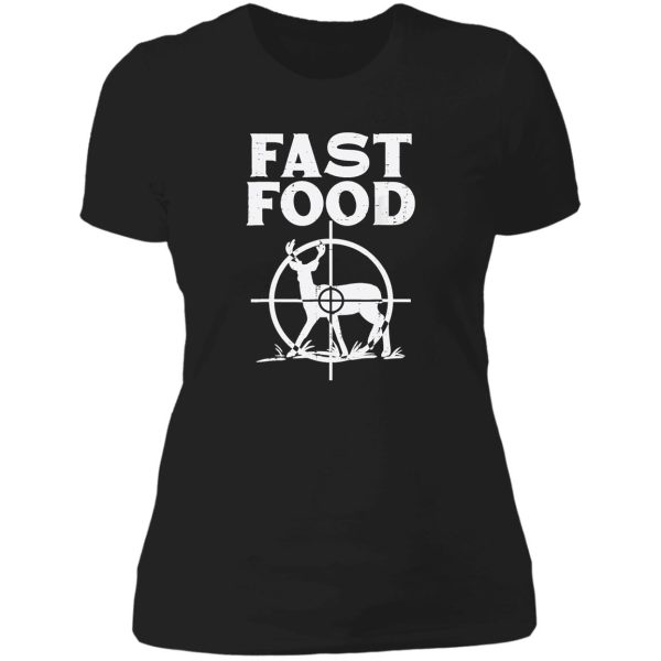 fast food deer target funny shooting bow hunting hunt dad lady t-shirt