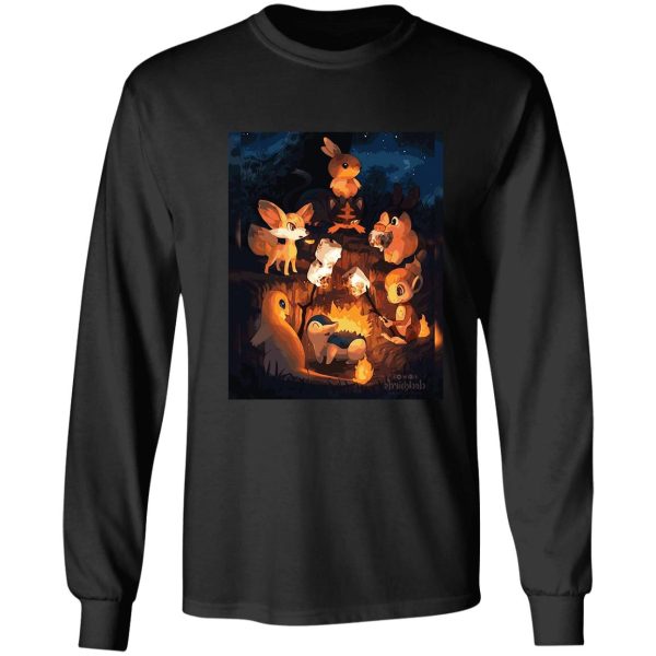 fire starters chilling in a campfire - pocket monsters long sleeve
