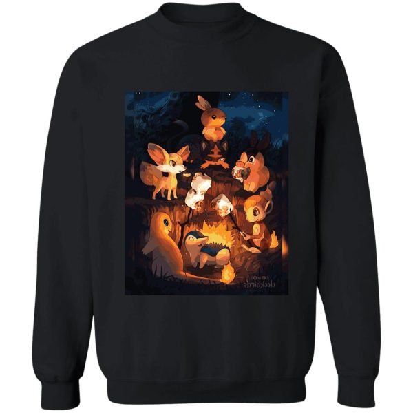 fire starters chilling in a campfire - pocket monsters sweatshirt