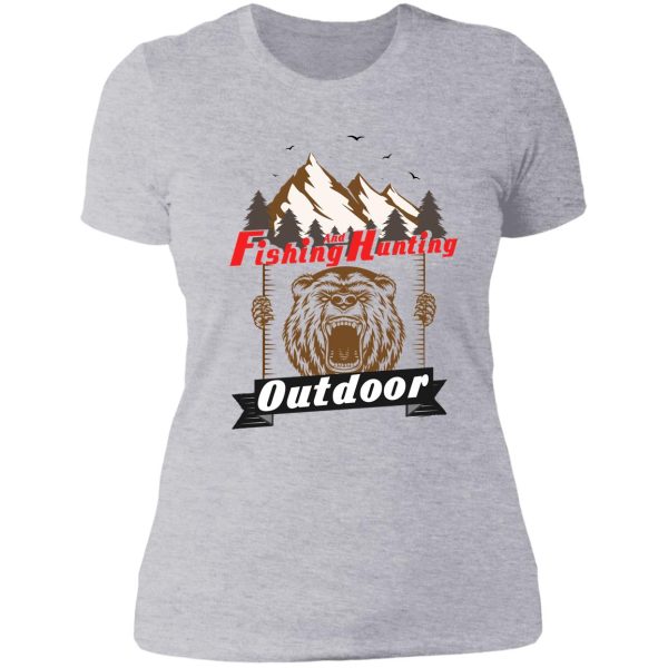 fishing and hunting outdoor vintage lady t-shirt