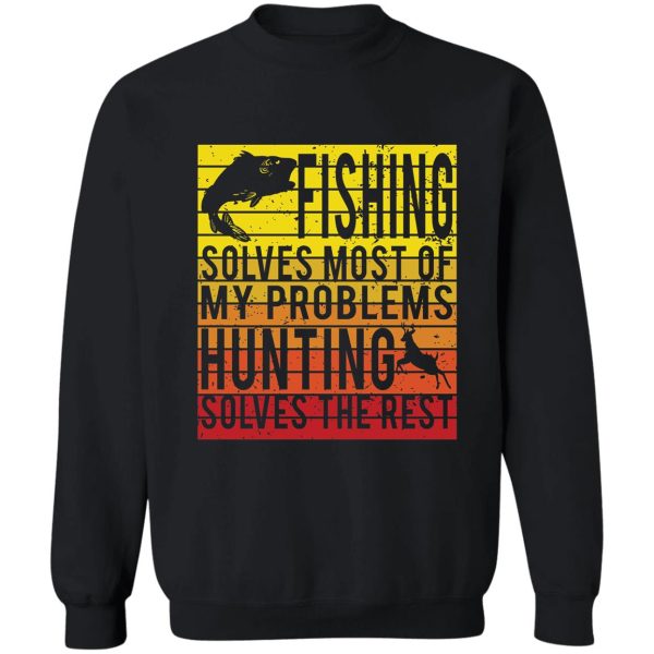 fishing hunting lover retro sunset sweatshirt