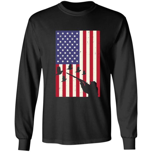 flag quail pheasant hunting vintage upland hunt patriotic long sleeve