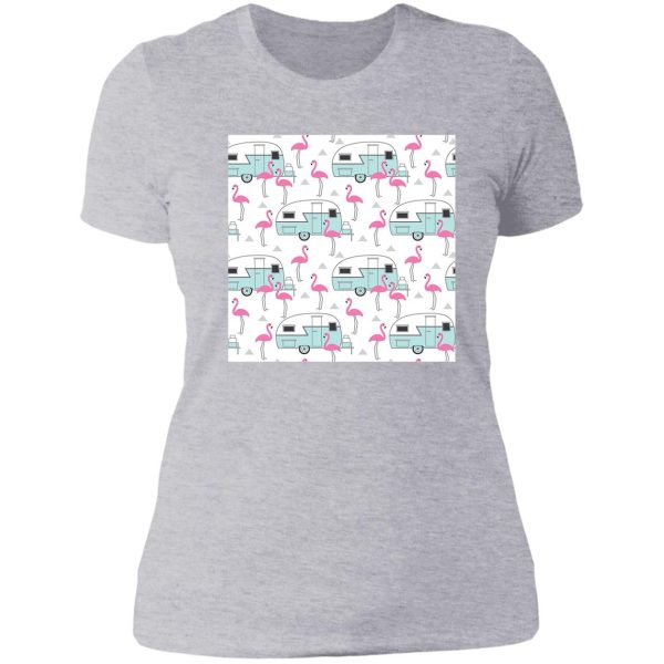 flamingo and bus lady t-shirt