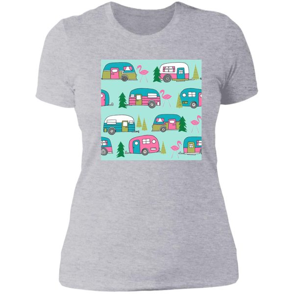 flamingo camping lady t-shirt