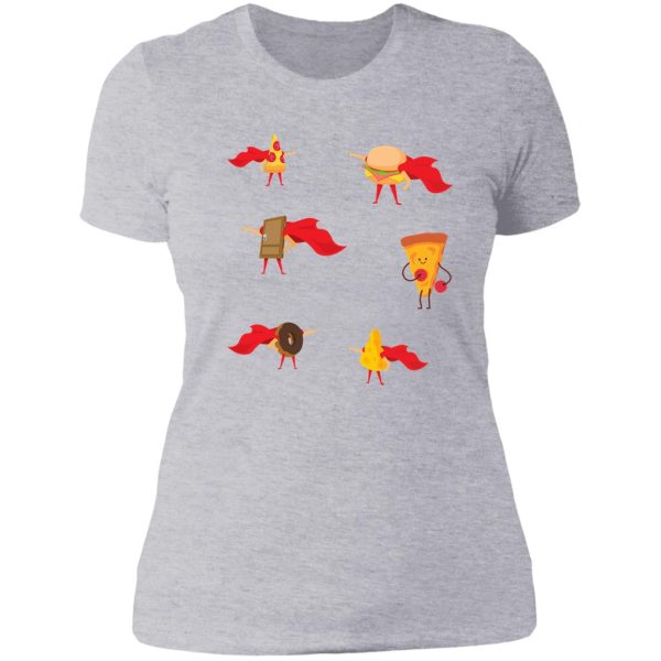 food and pizza superheros packs lady t-shirt