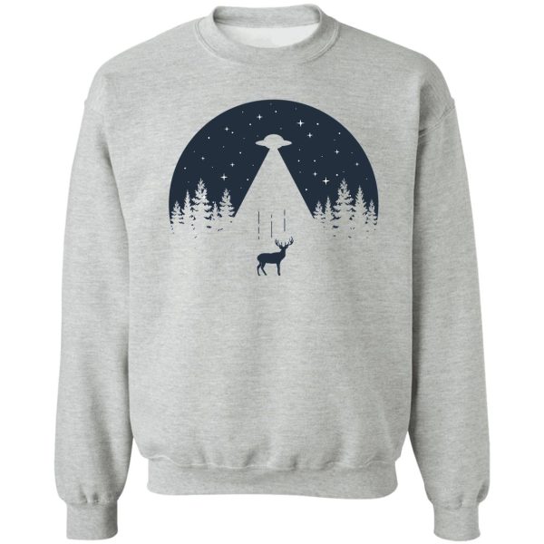 forest ufo and deer being abducted sweatshirt