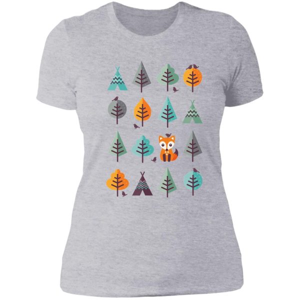 fox in the forest - on gray lady t-shirt