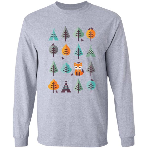 fox in the forest - on gray long sleeve