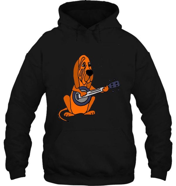 funky cool bloodhound dog playing the banjo hoodie