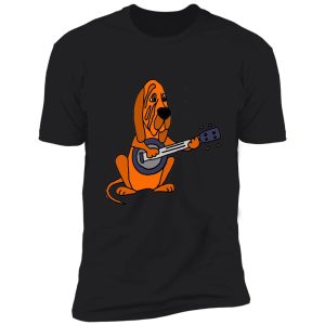 funky cool bloodhound dog playing the banjo shirt