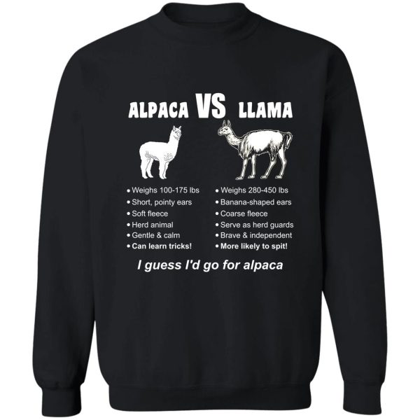 funny animal facts differences alpaca vs llama sweatshirt