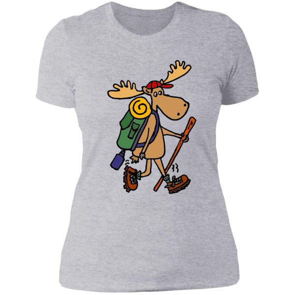 funny cool moose hiker lady t-shirt
