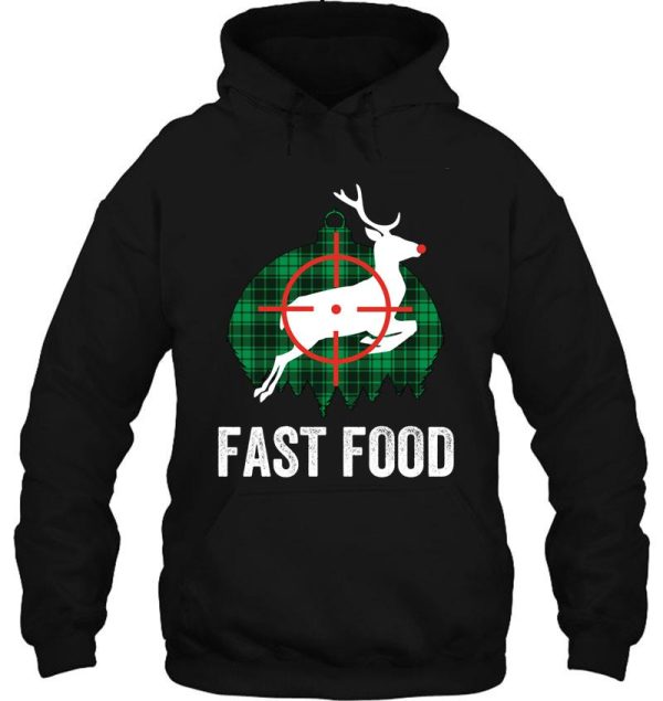 funny deer hunting fast food rudolph reindeer pun vintage retro hunter meat eater hoodie