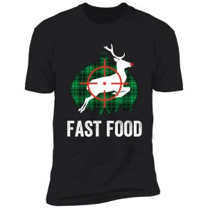 funny deer hunting fast food rudolph reindeer pun vintage retro hunter meat eater shirt