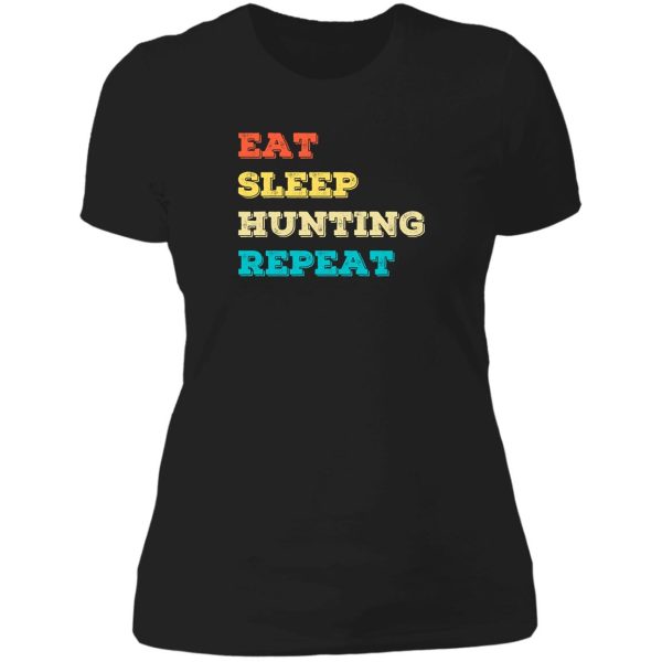 funny eat sleep hunting repeat funny hunting lover christmas gifts lady t-shirt