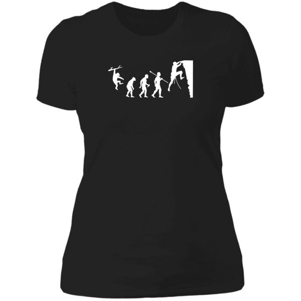 funny evolution of rock climbing lady t-shirt