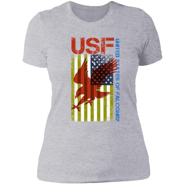 funny falconry supplies united states of falconry - hawking shirts and gifts for falconers lady t-shirt