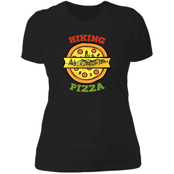 funny hiking and pizza lady t-shirt