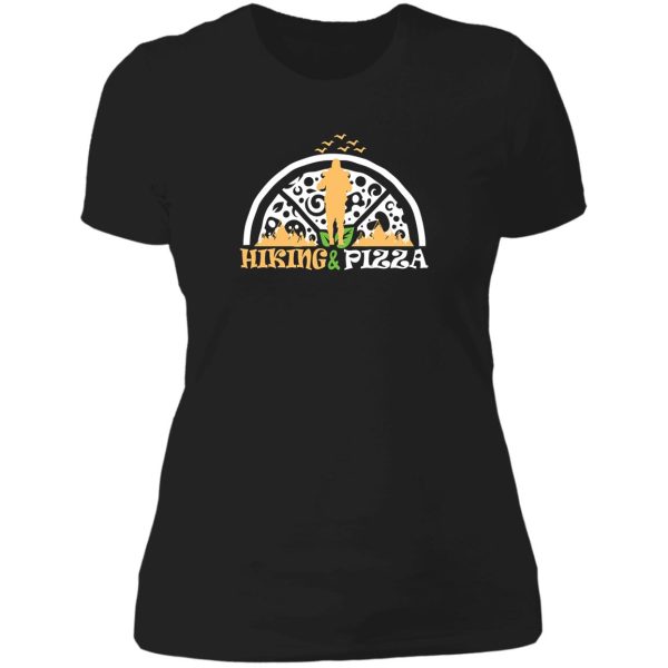 funny hiking and pizza lady t-shirt